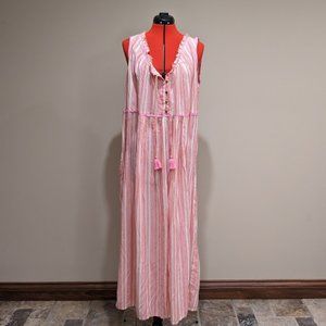 Anthropologie Orange & Pink Striped Lounge Romper Women's Size XL